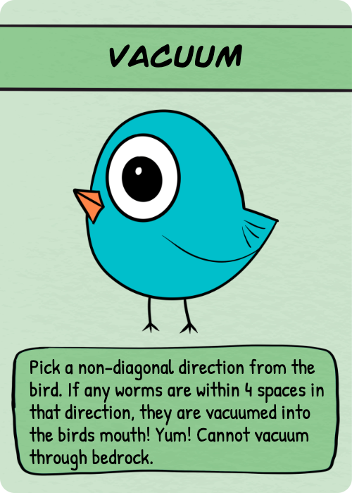 Vacuum bird action card